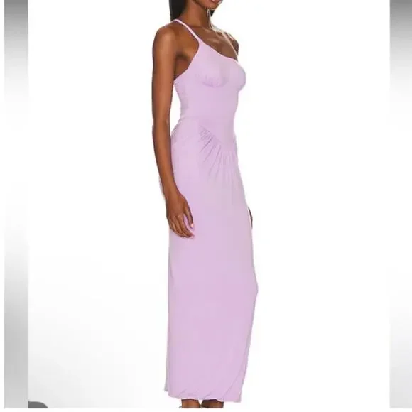 Natalie Rolt Violetta Milkmade Dress Size 0 Purple Bamboo One Shoulder Stretch